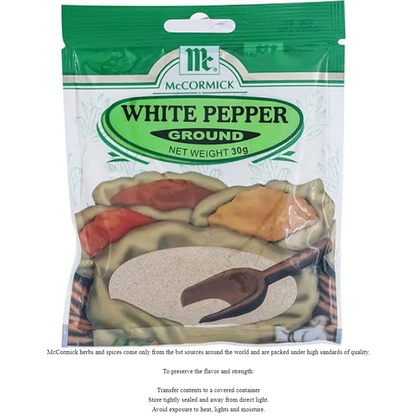 McCormick White Pepper Ground - 30g Pouch